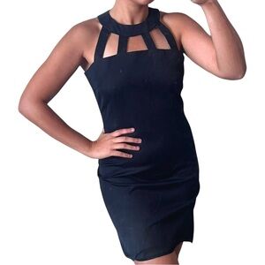 ⚫️  SPORTSTAFF Black neck detailed dress made in italy​​​